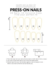Get Glamorous With 24pcs Long Oval Blue French Glitter Marble Pattern Fake Nail & 1sheet Tape & 1pc Nail File Press On Nails Nail Supplies