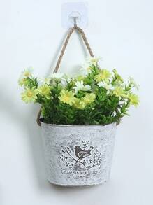 1pc Iron Hanging Basket, Modern Bird Pattern Hanging Flower Pot For Home - Light Grey - View 2