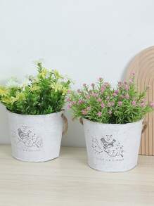 1pc Iron Hanging Basket, Modern Bird Pattern Hanging Flower Pot For Home - Light Grey - View 3