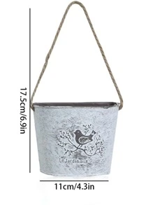 1pc Iron Hanging Basket, Modern Bird Pattern Hanging Flower Pot For Home - Light Grey - View 4
