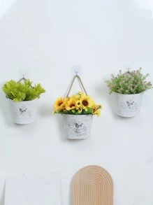 1pc Iron Hanging Basket, Modern Bird Pattern Hanging Flower Pot For Home - Light Grey - View 1