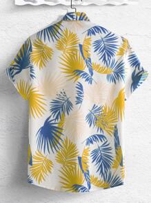 Manfinity RSRT 男士熱帶圖案襯衫不帶T恤 - 黃色 - 查看 2