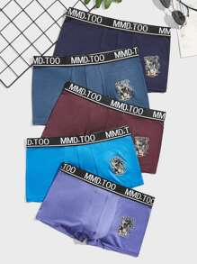 Men 5pcs Dog & Letter Graphic Boxer Brief - Multicolor - View 1