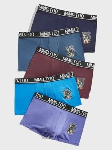 Men 5pcs Dog & Letter Graphic Boxer Brief - Multicolor - View 3