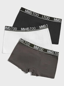 Men 3pcs Rose & Letter Graphic Boxer Brief - Multicolor - View 2