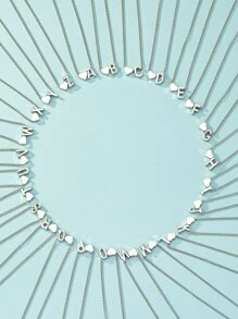 1 cái Vòng Cổ Trang Trí Chữ Cái & Trái Tim Trang Sức Bằng Đồng - Bạc - Xem 1