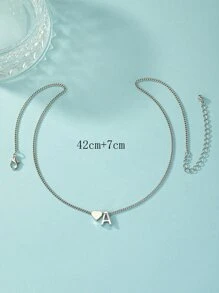 1 cái Vòng Cổ Trang Trí Chữ Cái & Trái Tim Trang Sức Bằng Đồng - Bạc - Xem 4