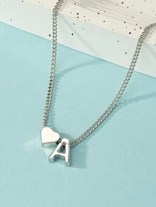 1 cái Vòng Cổ Trang Trí Chữ Cái & Trái Tim Trang Sức Bằng Đồng - Bạc - Xem 5