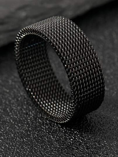 Fashionable and Popular 1pc Men Minimalist Textured Ring, Stainless Steel Jewelry Goth Punk Jewelry for Jewelry Gift and for a Stylish Look