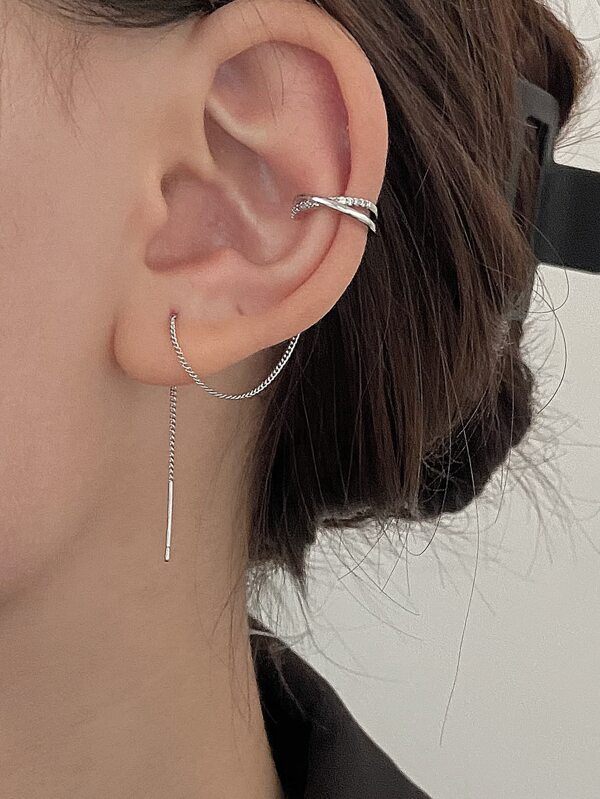 1 Pair Minimalist Extra Long Dangle Ear Cuffs For Women, Fashion Jewelry For Party And Dressing