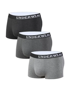 Men 3pcs Letter Tape Waist Boxer Brief - Multicolor - View 1