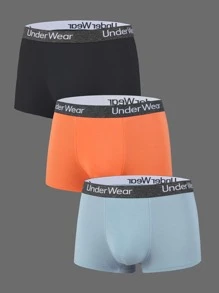 Hombres 3 piezas Calzoncillos boxer de cintura con cinta con letra - Multicolor - Ver 1