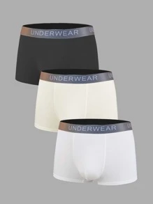 Men 3pcs Letter Graphic Tape Waist Boxer Brief - Multicolor - View 1