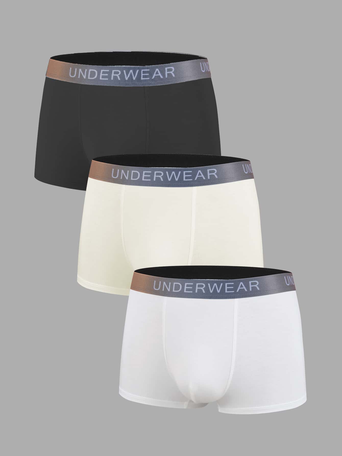 Men 3pcs Letter Graphic Tape Waist Boxer Brief - Multicolor - View 1