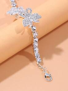 Pulsera con diamante de imitación con diseño de mariposa - Plateado - Ver 2
