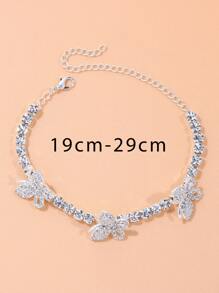 Pulsera con diamante de imitación con diseño de mariposa - Plateado - Ver 3