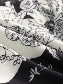 DAZY Allover Floral Print Asymmetrical Hem Cami Top - Black and White - View 9