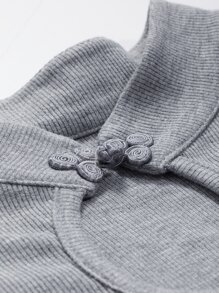 DAZY Camiseta de cuello mao de cuello con abertura de ojo - Gris - Ver 8