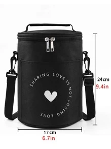 Heart Print Lunch Bag - Black - View 3
