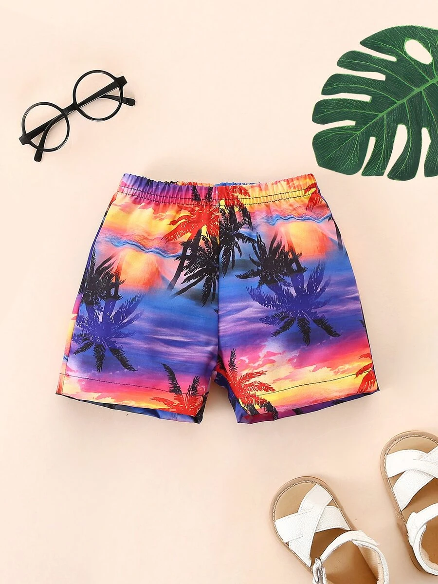 Đứa bé trai In cây dừa Quần short - Nhiều màu - Xem 1