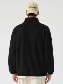 Men Zip Up Drop Shoulder Coat - Black - View 2
