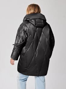 Áo khoác có mũ trùm đầu có khóa kéo Plus - màu đen - Xem 2