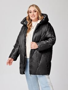 Áo khoác có mũ trùm đầu có khóa kéo Plus - màu đen - Xem 5