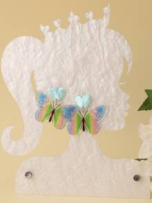 Pendientes largos con mariposa - Multicolor - Ver 2