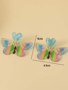 Pendientes largos con mariposa - Multicolor - Ver 3