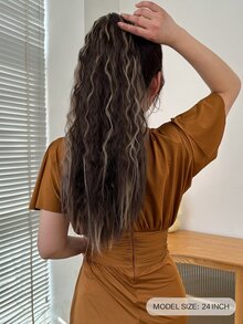 24-Inch Wavy Claw Clip Ponytail Hair Extensions, Synthetic Fluffy Hairpiece, Suitable For Women's Daily Wear - Piano Color - View 3