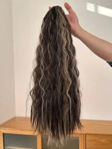 24-Inch Wavy Claw Clip Ponytail Hair Extensions, Synthetic Fluffy Hairpiece, Suitable For Women's Daily Wear - Piano Color - View 5