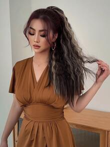 24-Inch Wavy Claw Clip Ponytail Hair Extensions, Synthetic Fluffy Hairpiece, Suitable For Women's Daily Wear - Piano Color - View 6