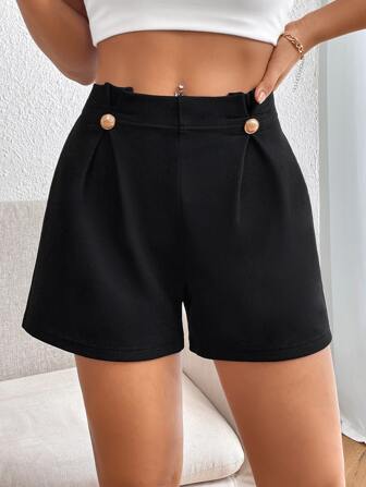 SHEIN Privé Short unicolore à bouton