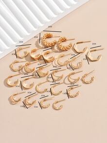 12pairs/set Twist Design Earrings - Yellow Gold - View 4