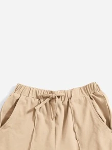 SHEIN Girls Seam Detail Bandana Hem Tank Top & Tie Front Shorts