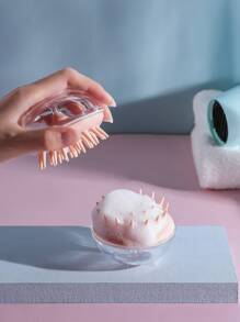 1入組套矽膠頭皮按摩器浴室洗髮水按摩刷 - 白色 - 查看 10