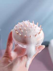 1入組套矽膠頭皮按摩器浴室洗髮水按摩刷 - 白色 - 查看 14