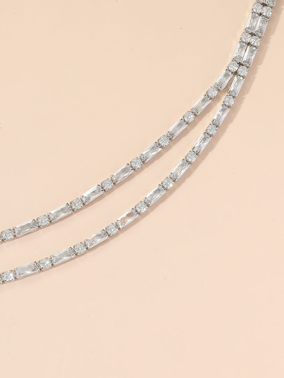 1pc Women's Floral Double-Layer Zirconia Crystal Choker Necklace, Versatile Fashion Necklace For Evening Dress