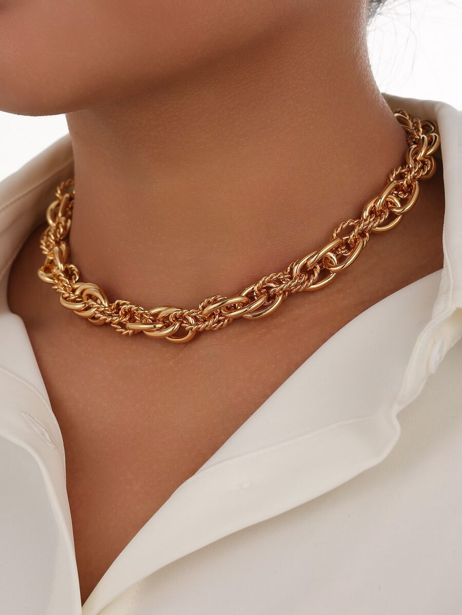 Minimalist Chain Necklace - Yellow Gold - View 1