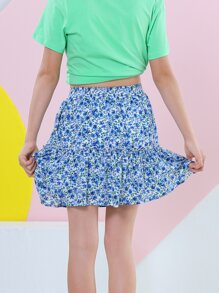 青少年女孩休闲舒适碎花印花半身裙