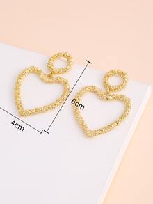 Pendientes largos con textura con corazón - Amarillo Oro - Ver 3