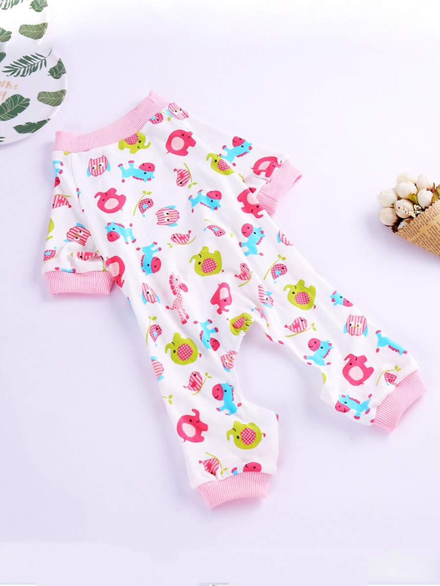 1 bộ đồ ngủ đồ họa hoạt hình cho thú cưng - Hồng - Xem 1