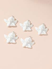 5 cái/bộ Mặt dây chuyền thiên thần bằng nhựa tự làm - trắng - Xem 1