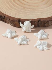 5 cái/bộ Mặt dây chuyền thiên thần bằng nhựa tự làm - trắng - Xem 2