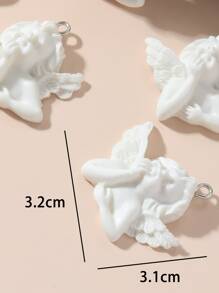 5 cái/bộ Mặt dây chuyền thiên thần bằng nhựa tự làm - trắng - Xem 3