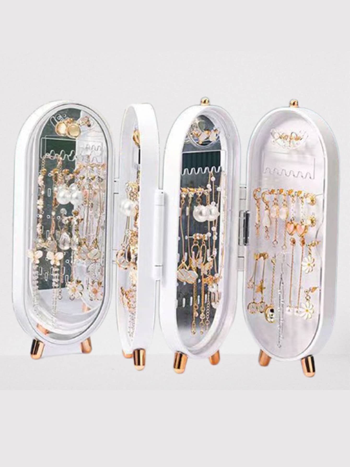 1PC ABS Có Thể Gập Lại Đồ Trang Sức Giá Đựng Đồ Trang Sức Trắng Tối Giản Tháp Đứng Cho Gia Đình - trắng - Xem 1
