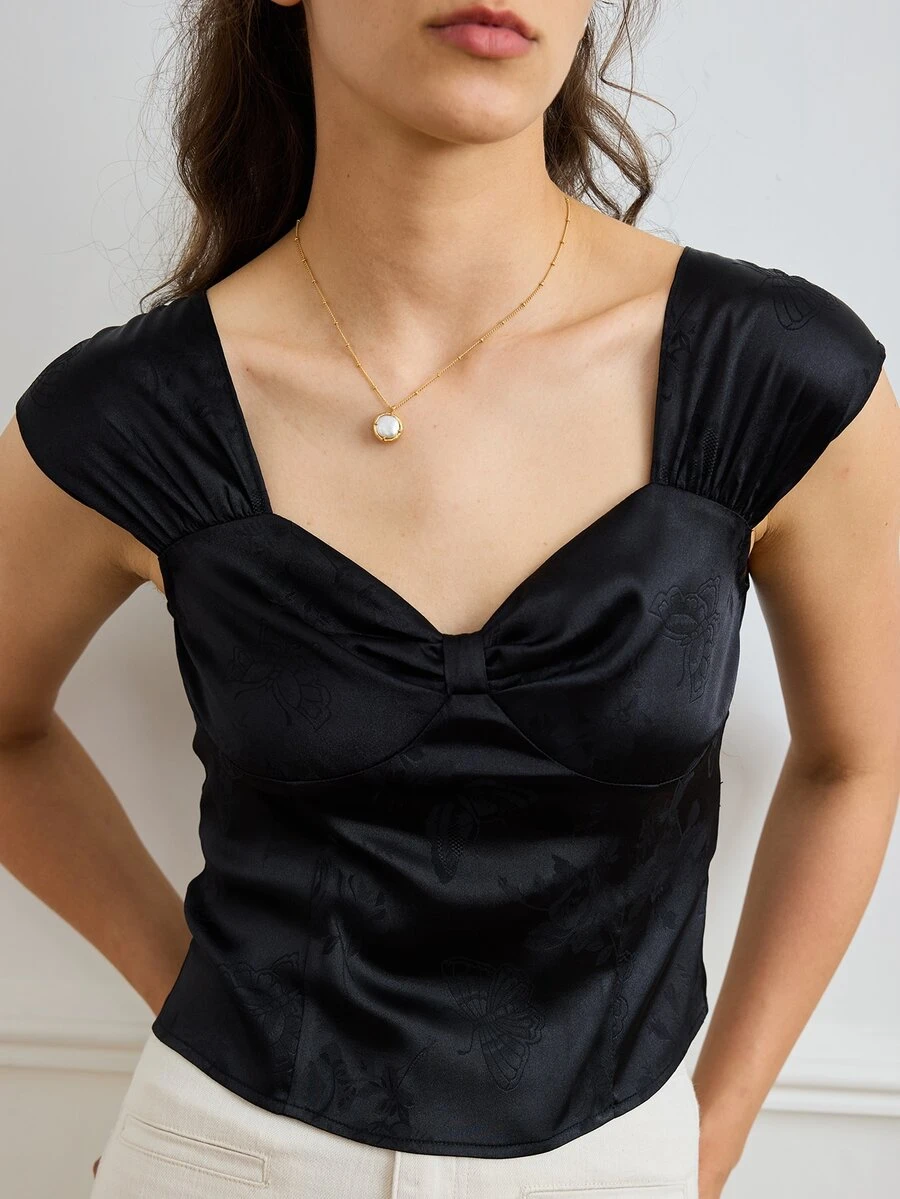 Simple Retro Áo sơ mi nữ Xù màu trơn Thanh lịch - màu đen - Xem 1