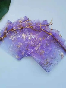 10入組蝴蝶圖案收納網包 - 紫色 - 查看 1