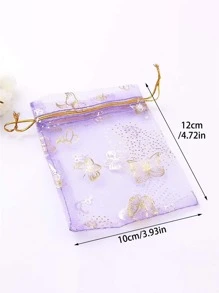 10入組蝴蝶圖案收納網包 - 紫色 - 查看 2