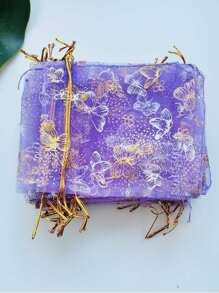 10入組蝴蝶圖案收納網包 - 紫色 - 查看 3